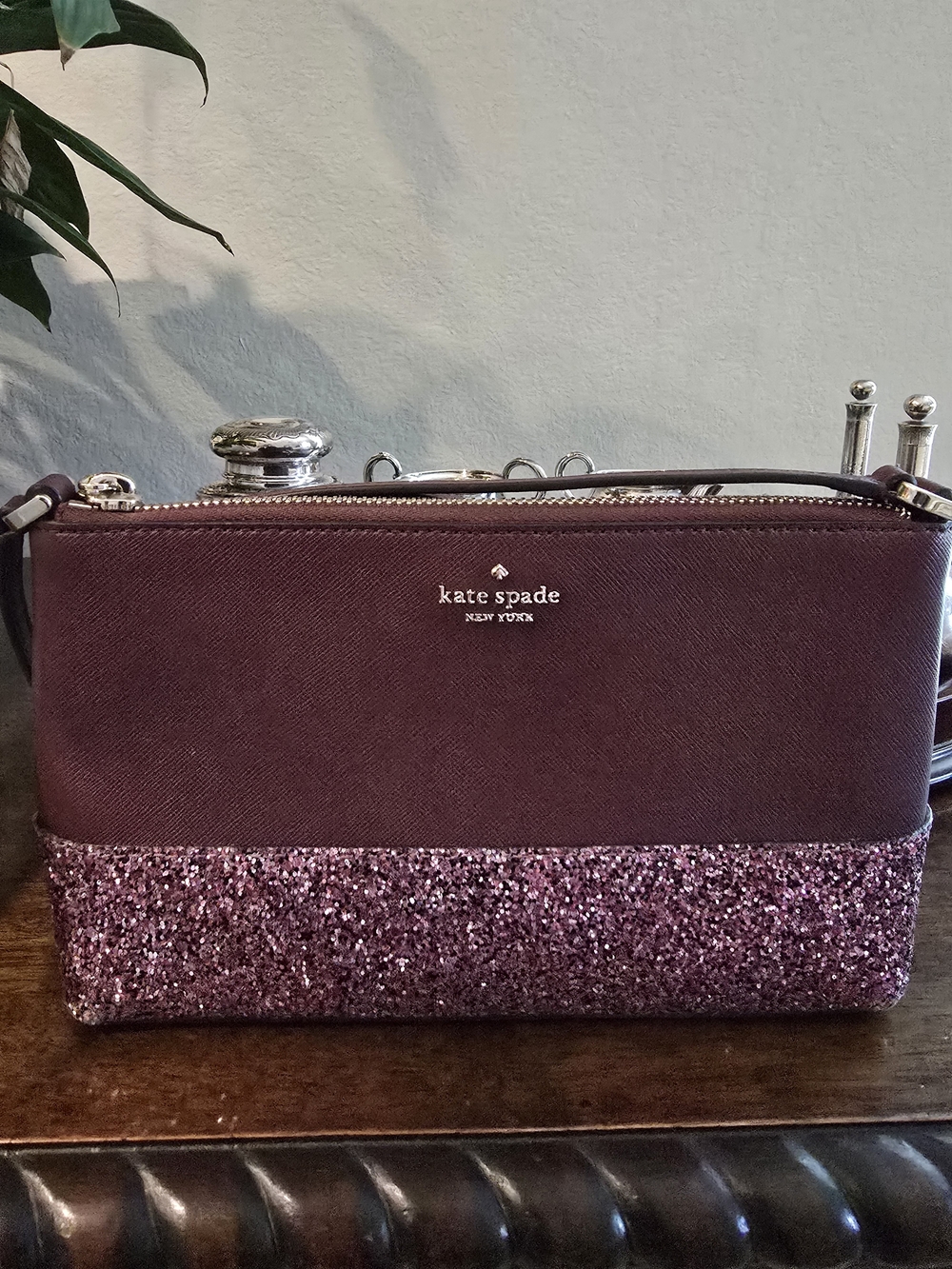 kate spade Plum Two-Tone Glitter Crossbody